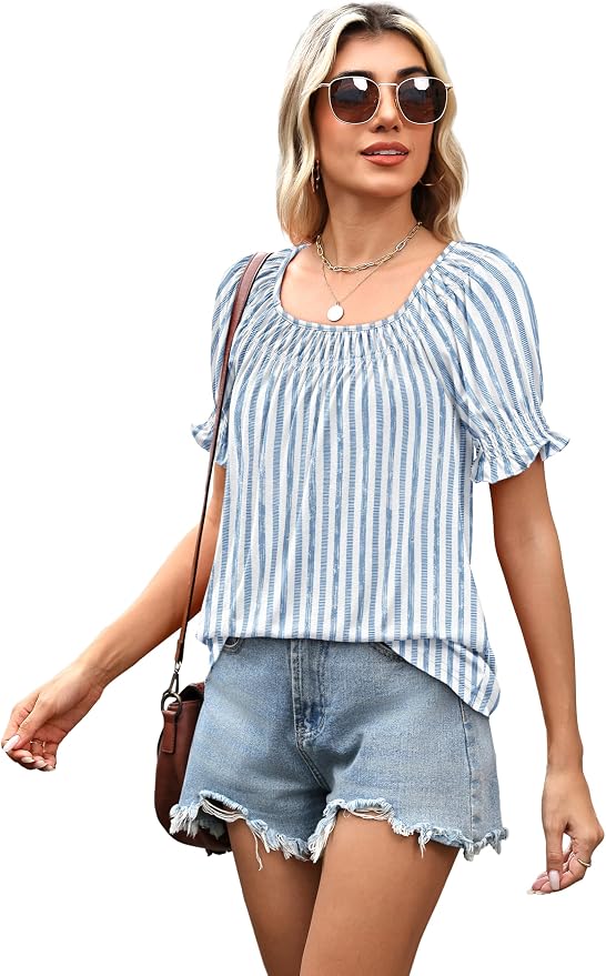 WIHOLL Womens Short Sleeve Square Neck Summer Tops Dressy Casual Blouses Trendy Clothes 2026 - Image 4