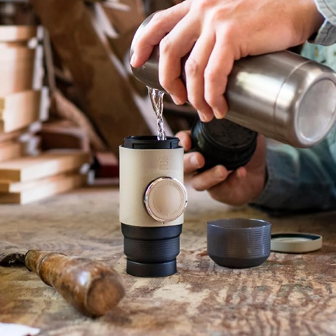 WACACO Minipresso NS2, Portable Espresso Machine, Compatible Original NS Capsules, Travel Coffee Maker, Manually Operated from Piston Action (Stone Beige) - Image 3