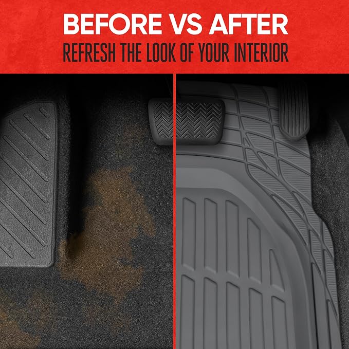 Motor Trend FlexTough Floor Mats for Cars, Gray Deep Dish All-Weather Mats, Waterproof Trim-To Fit Automotive Floor Mats for Trucks SUV, Universal Liner Car Accessories - Image 6