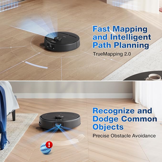ECOVACS DEEBOT N30 Omni Robot Vacuum and Mop, 10000Pa Suction, TruEdge Adaptive Edge Mopping, ZeroTangle 2.0 Technology, Hot Air-Drying, Self-Emptying, Auto-Lift Mopping, Obstacle Avoidance - Image 7