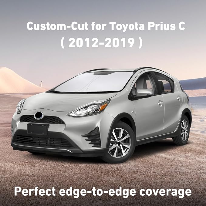 EcoNour Windshield Sunshade Compatible for Toyota Prius C 2012-2017 2018 2019, Sun Visor for Front Windshield & Window Sun Shade Cover, UV Heat Blocker & Protector, Car Accessories - Image 2