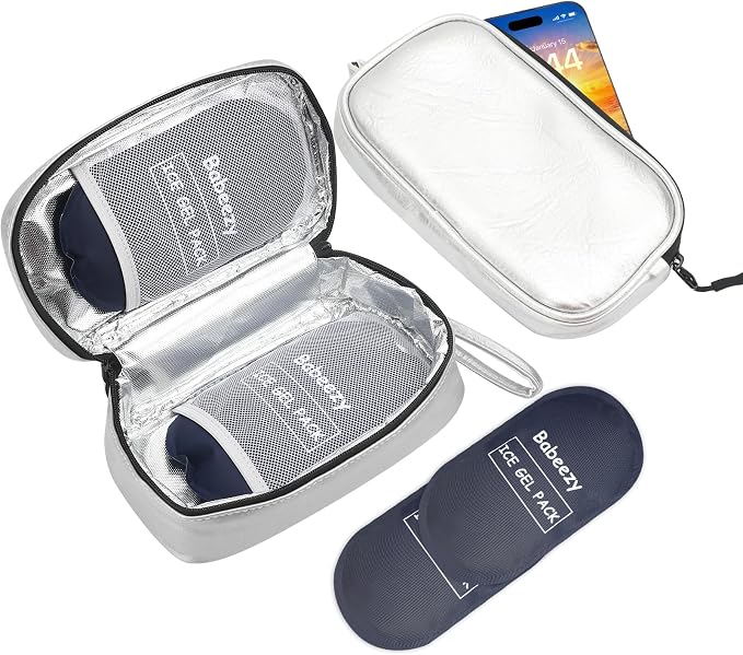 Keep Your Phone Safe from Extreme Heat Car Phone Cooling Bag Includes 2 Reusable Ice Packs Fits All Phones (Silver) by Babeezy