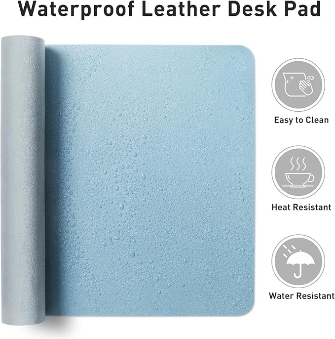 Aothia Faux Leather Desk Mat for Keyboard & Mouse (Sky Blue, 48" x 17") | Creates One Clean Surface For Your Keyboard, Mouse And Laptop, Helping Keep Your Workspace Organized Every Day - Image 7