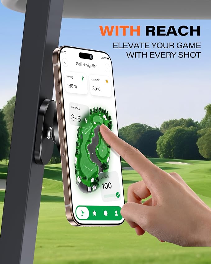 A2C Alloy Magnetic Golf Cart Phone Holder, Golf Accessories for Men, Black | Golf Gift for Men Dad Father Husband Male Golfers, Golf Accessories Essentials Gadgets Gear Stuff Fits EZGO Club Car Yamaha - Image 2