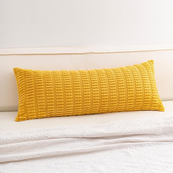 Aegero Corduroy Decorative Throw Pillow Covers 14x36 Inch Soft Striped Pillow Covers Modern Farmhouse Home Decor for Sofa Living Room Couch Bed（Yellow） by Unknown