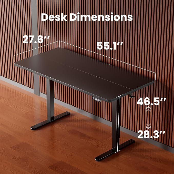 ErGear 55 x 28 Inches Height Adjustable Electric Standing Desk, Sit Stand up Desk, Memory Computer Home Office Desk, Black - Image 3
