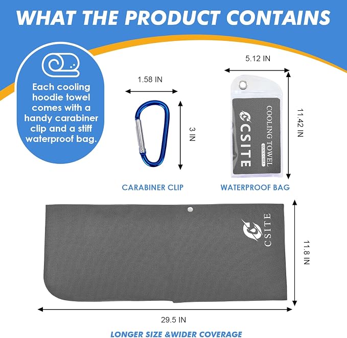 CSITE 3 Pack Cooling Hoodie Towels for Neck and Face, UPF 50 Sun Protection & Instant Cooling, Ice Towels for Hot Weather, Soft Breathable Towel for Sport, Work Out, Gym, Camping & More Activities - Image 6