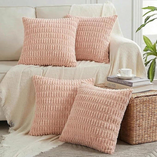 Fancy Homi 4 Packs Decorative Throw Pillow Covers for Living Room Couch Bed, Modern Farmhouse Boho Home Décor Accent Cushion Case, 14" x 14", Blush Pink by Fancy+Homi