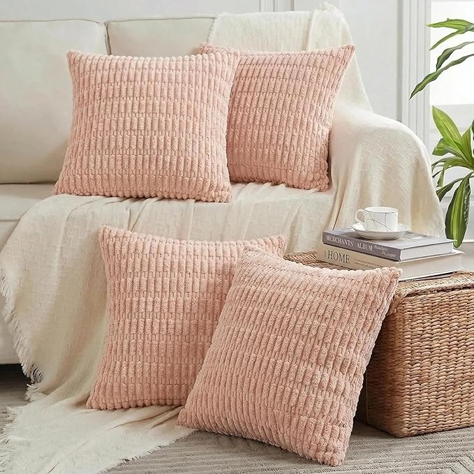 Fancy Homi 4 Packs Decorative Throw Pillow Covers for Living Room Couch Bed, Modern Farmhouse Boho Home Décor Accent Cushion Case, 26" x 26", Blush Pink by Fancy+Homi