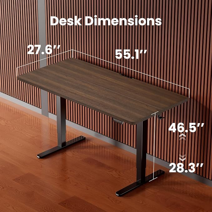 ErGear Height Adjustable Electric Standing Desk, 55 x 28 Inches Sit Stand up Desk, Memory Computer Home Office Desk, Dark Walnut - Image 3