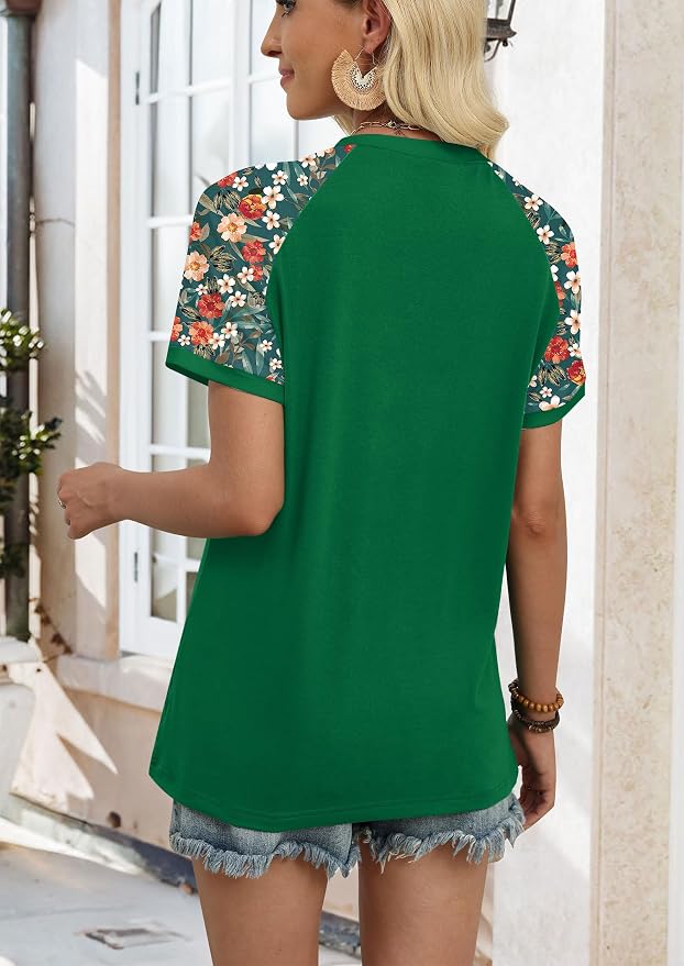 WIHOLL Womens Summer Tops Color Block Short Sleeve Raglan Shirts Spring Fashion Clothes Vacation Outfits - Image 5