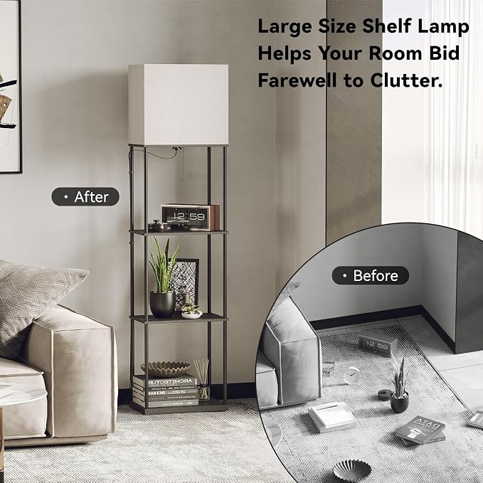 SUNMORY Large Size Floor Lamp with Shelves, 4-Tier Modern Standing Lamp with 3 Color Temperature Bulb, Tall Floor Lamp with Shelf, Corner Display Bookshelf Lamps for Living Room, Bedroom, Office - Image 5