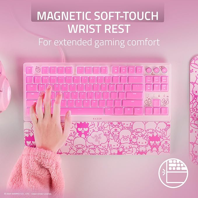 Razer Ornata V3 TKL Gaming Keyboard, Hello Kitty & Friends Edition | Low-Profile Keys, Mecha-Membrane Switches, UV-Coated Keycaps, Backlit Media Keys, 8-Zone RGB Lighting, Magnetic Wrist Wrest - Image 6