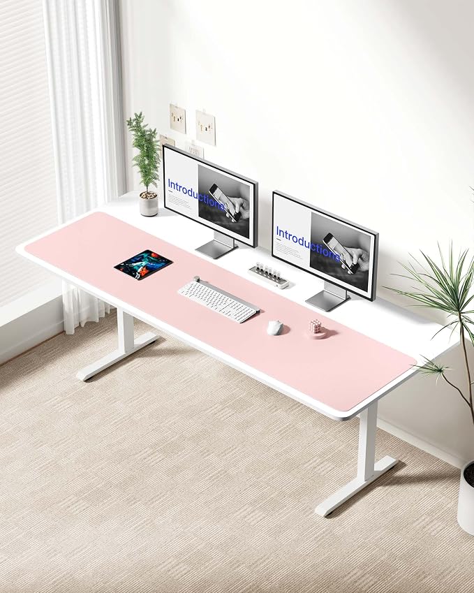 YSAGi Leather Desk Protector, Office Mat, Large Mouse Mat, Non-Slip PU Leather Blotter, Laptop Desk Mat, Waterproof Writing Pad for Office and Home(Light Pink, 63" x 17.2") - Image 2