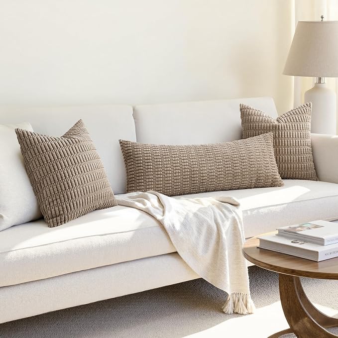MIULEE Pack of 1 Light Brown Long Body Lumbar Decorative Throw Pillow Cover 14x36 Inch for Bed Couch Sofa Living Room Soft Boho Pillow Cover Modern Farmhouse Home Decor - Image 4