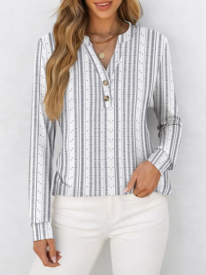 ANRABESS Women's Long Sleeve Shirts 2026 Spring Fashion Dressy Casual Tops Trendy Henley Blouses Cute Work Outfits Clothes - Image 3