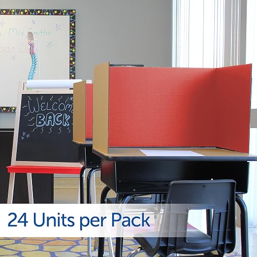 Flipside Products 18”x 48” Red Study Carrel, Privacy Boards, Student Privacy and Focus Booth for The Classroom, Desk Divider Cubby for Tests, Made in USA - 24 Pack - Image 2