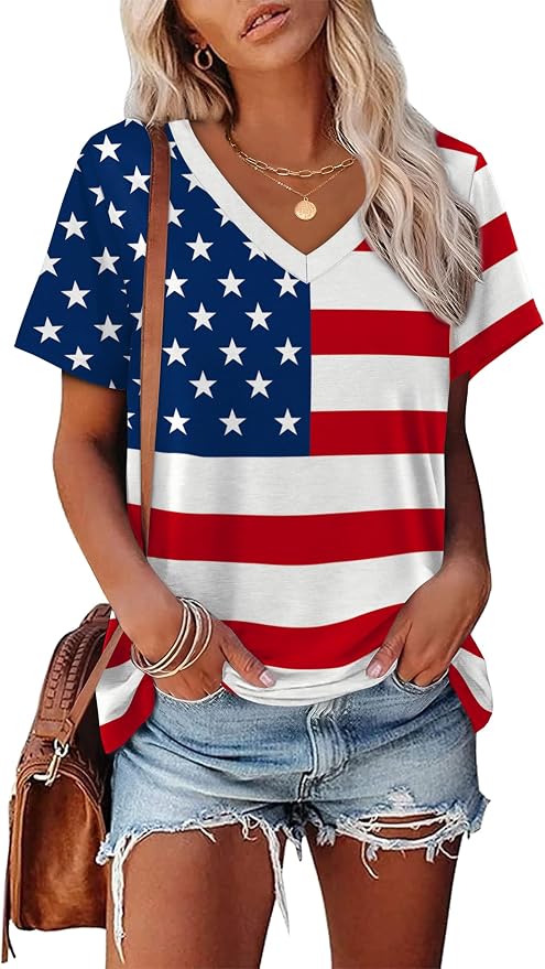 Alaroo Womens Summer Tops 2026 V Neck Short Sleeve Shirts Trendy Dressy Casual Vacation Outfits Printed - Image 2