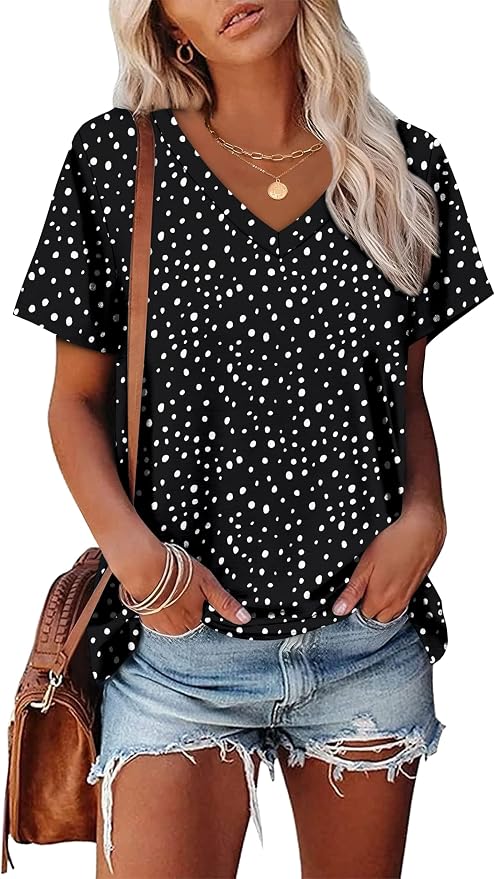 Alaroo Womens Summer Tops 2026 V Neck Short Sleeve Shirts Trendy Dressy Casual Vacation Outfits Printed - Image 2