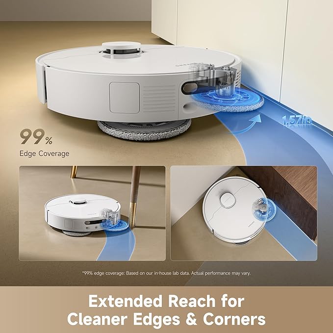 dreame D30 Ultra Robot Vacuum and Mop, All-in-One Base Station | 25,000Pa Powerful Suction, 100-Days Auto-Empty, MopExtend Tech for Edge Cleaning, Smart Obstacle Avoidance, White - Image 4