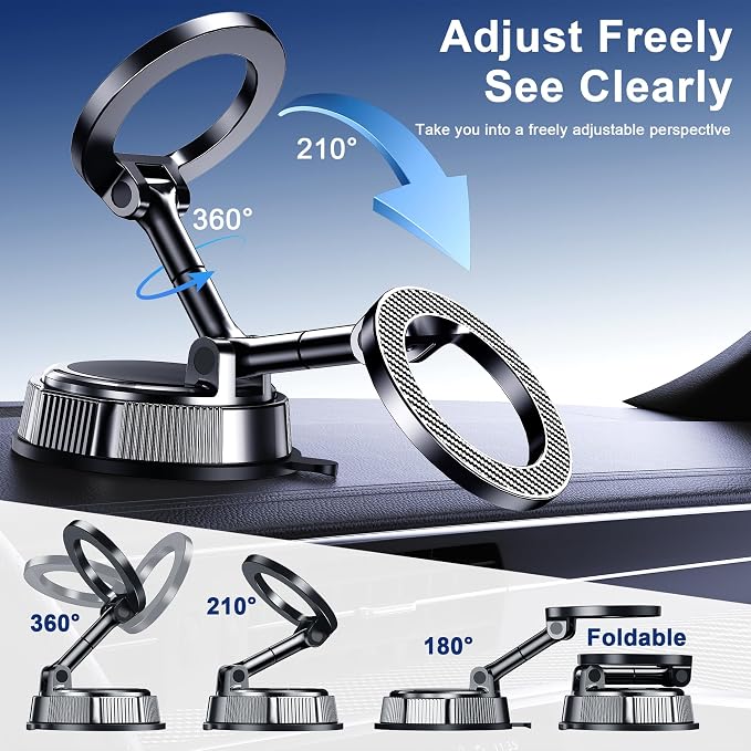 Qifutan for MagSafe Car Phone Holder Mount Phone Mount for Car Windshield Dashboard Air Vent Universal Hands Free Automobile Cell Phone Holder Fit for iPhone Smartphone Camera Mounts - Image 5