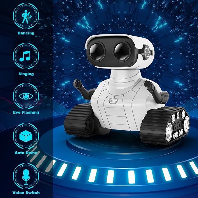 Hamourd Robot Toys for 3 Years Old Boys Girls- Rechargeable Remote Control Robots, Emo Robot with Auto-Demonstration, Flexible Head & Arms, Dance Moves, Music, and Shining LED Eyes, Kids Toys Gifts - Image 2