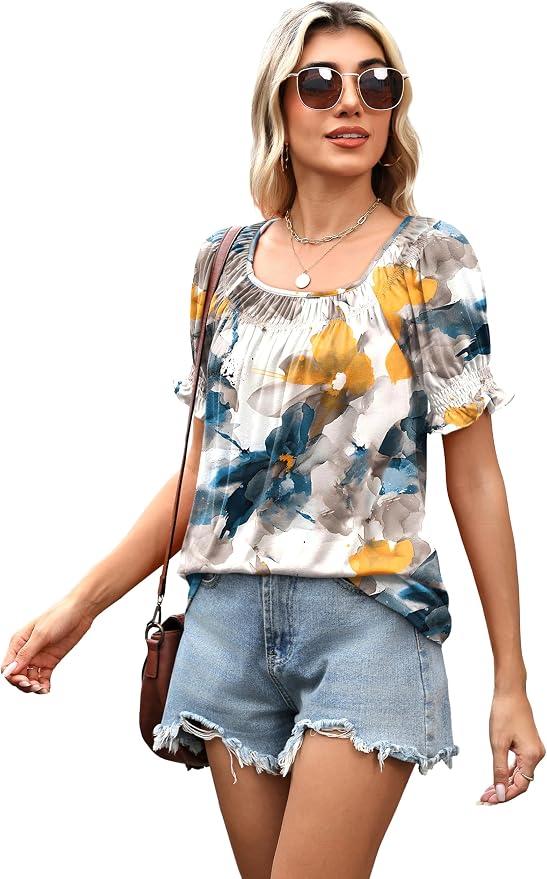 WIHOLL Womens Short Sleeve Square Neck Summer Tops Dressy Casual Blouses Trendy Clothes 2026 - Image 4