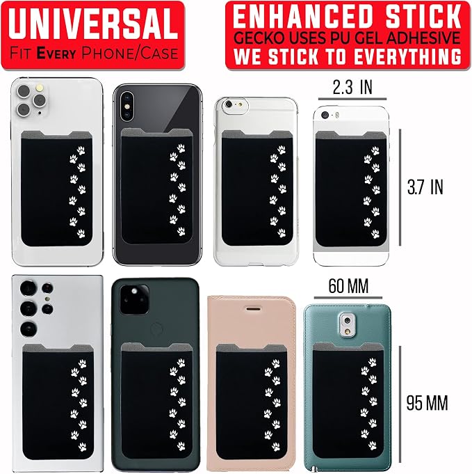 Phone Wallet - Adhesive Card Holder - Cell Phone Pouch - Stick on Lycra Pocket by Gecko - Carry Credit Cards and Cash - Image 3