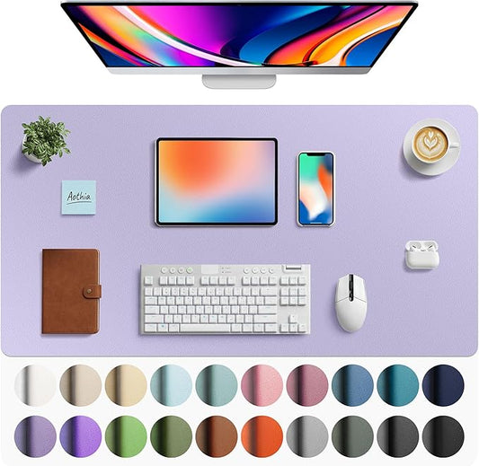 Aothia Faux Leather Desk Mat - Large Mouse Pad, Non-Slip PU Leather Blotter, Waterproof Writing Surface for Office and Home (Lavender, 40" x 24") by AothiaSimpleNaturalUnique