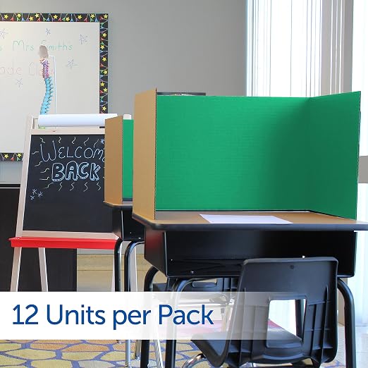 Flipside Products 18”x 48” Green Study Carrel, Privacy Boards, Student Privacy and Focus Booth for The Classroom, Desk Divider Cubby for Tests, Made in USA - 12 Pack - Image 2