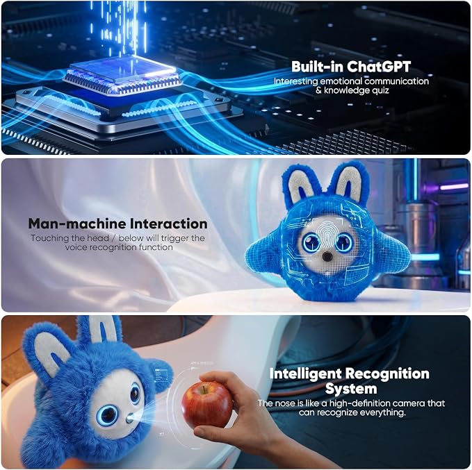 CVCBSER Smart Ai Companion Robot Cute Pet, Desk Robot Voice Chat gpt Emotional Interaction, Richness Expressiveness Ai Pet Robot for Adults Chat (Grey Face) - Image 2