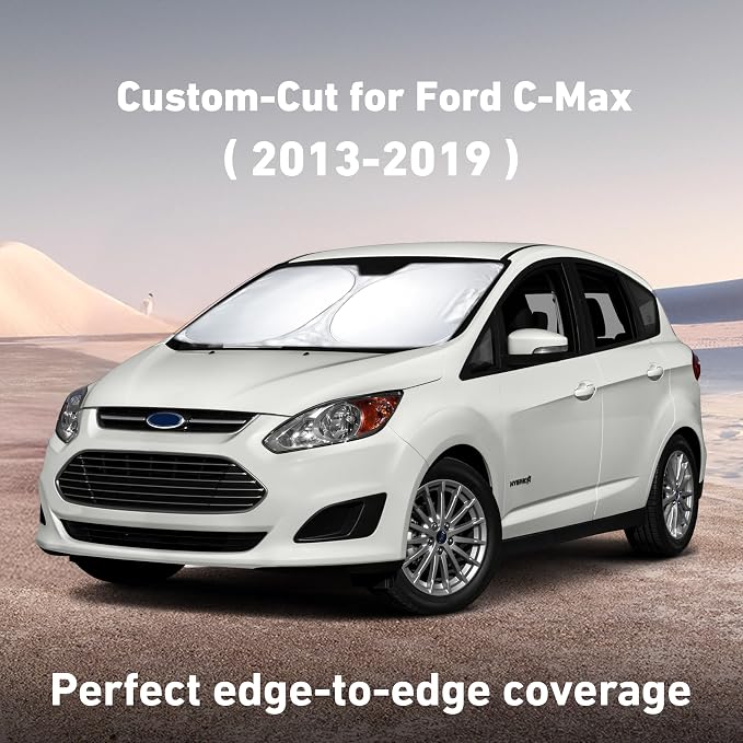 EcoNour Windshield Sunshade Compatible for Ford C-Max 2013-2017 2018 2019, Sun Visor for Front Windshield & Window Sun Shade Cover, UV Heat Blocker & Protector, Car Accessories - Image 2