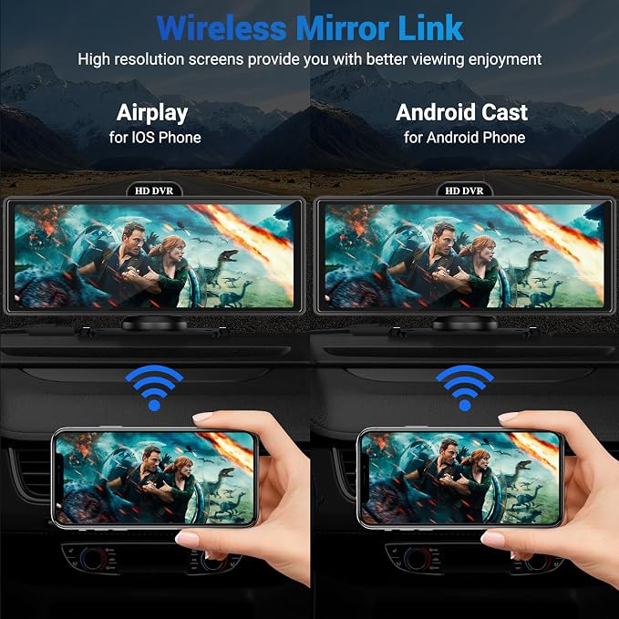 10.26" Wireless Apple Carplay Screen for Car with 4K Dash Cam | Apple Carplay & Android Auto, Touchscren with 1080p Backup Camera, Mirror Link/Voice Control/Music Play/GPS Navigation - Image 7