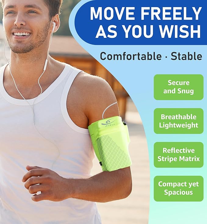HiRui Universal Sports Armband Cell Phone Armband Sleeves Running Armband for Exercise Workout, Compatible with iPhone 17/17Plus/Pro/16/15/15Plus/14 Samsung Galaxy All Phones (Small, Bright Yellow) - Image 2