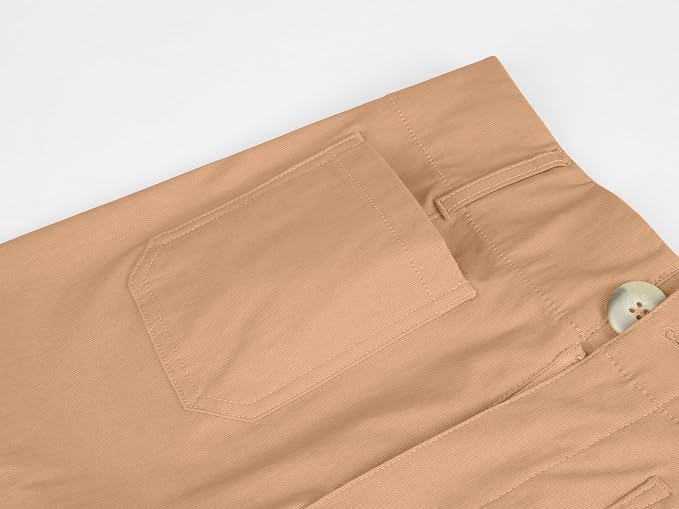 miduo Womens High Waisted Cropped Wide Leg Stretchy Straight Pants Trousers with Pockets - Image 6