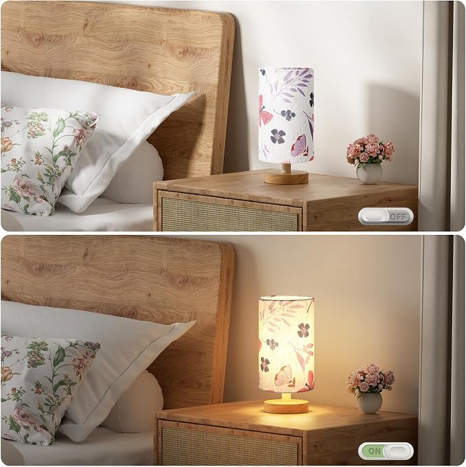 Fenmzee Small Table Lamps (Butterfly Cream Shade, 9" Inline Control) | 3000K LED Blub Included | 680 Lumens | Easy Assembly | Minimalist Design | E26 | for Kitchen | for Kids Room - Image 4