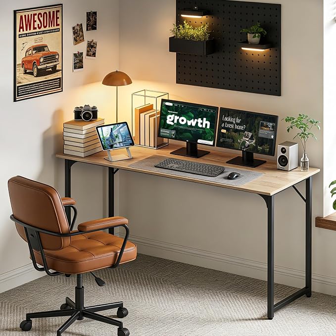 BestOffice Computer Desk,Home Office Desk, Modern Simple Style for Home Office Study Writing (Nature, 55 Inch) - Image 2