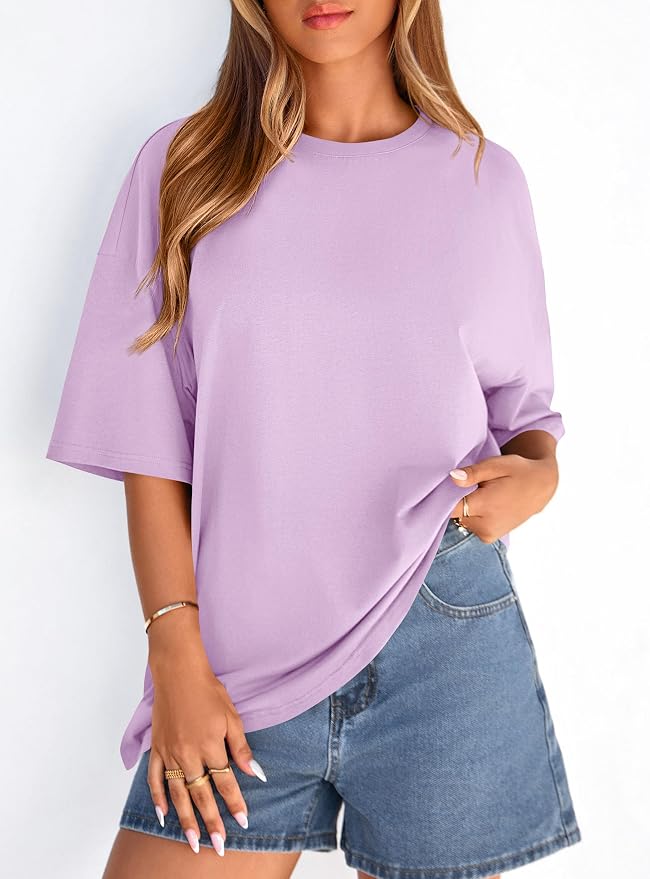 PRETTYGARDEN Womens 2026 Spring Going Out Tops Casual Short Sleeve Crewneck Loose Fit Basic Oversized T Shirts Summer Outfits - Image 4