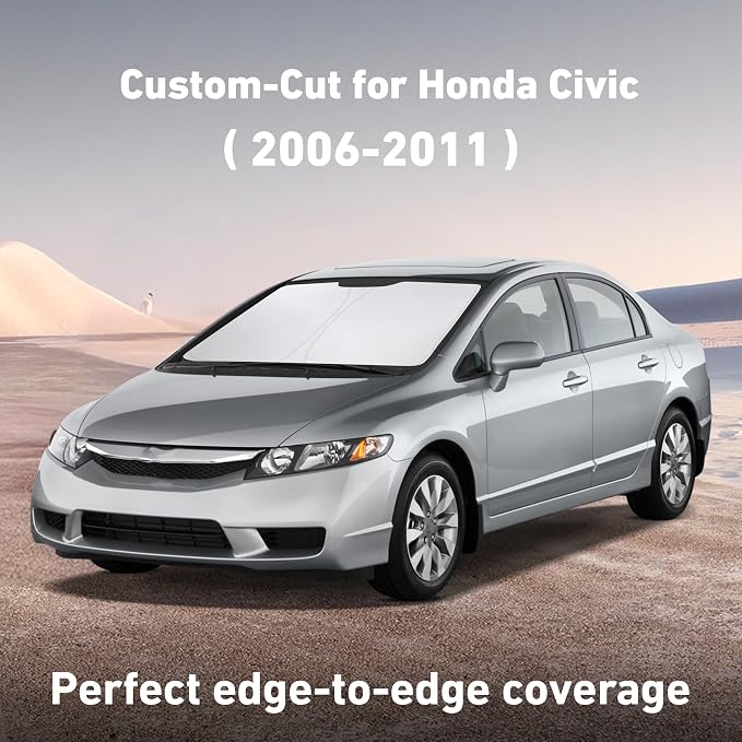 EcoNour Windshield Sunshade Compatible for Honda Civic 2006-2009 2010 2011, Sun Visor for Front Windshield & Window Sun Shade Cover, UV Heat Blocker & Protector, Car Accessories - Image 2