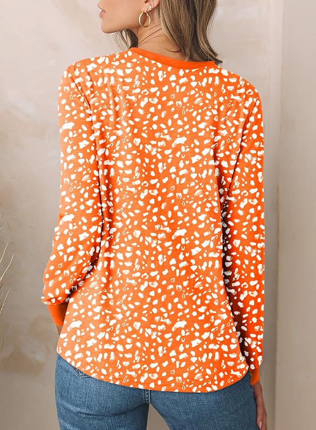 EVALESS Womens Crewneck Long Sleeve Tops Casual Polka Dots Tops Fall 2026 Tshirts Shirts - Image 4