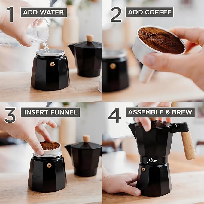 12 Cup Stovetop Espresso Maker Italian Moka Pot, Stove Top Cuban Coffee Maker, Greca Mocha Pot(Premium+, 20 oz/600ml) - Image 5