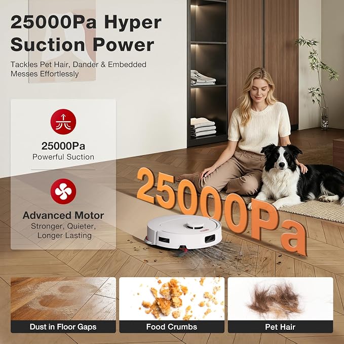 YEEDI M12 PRO Gen2 Robot Vacuum & Mop, 25000Pa Powerful Suction, LDS Laser Navigation, Auto Dust Collection & Mop Cleaning, 113°F Hot Air Dry OMNI Station, ZeroTangle 2.0 Technology, 3L Large Dust Bag - Image 2