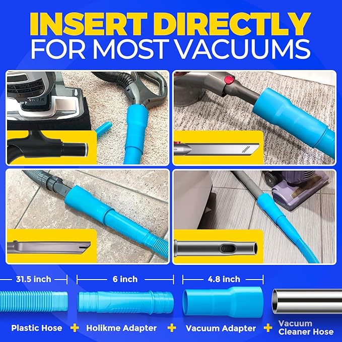 Holikme Dryer Vent Cleaner Kit – Blue Lint Vacuum Attachment | Dryer Vent Vacuum Hose Replacement Parts Reach Deep Inside Vents - Remove Hidden Lint, Speed Drying & Reduce Fire Risk - Image 3
