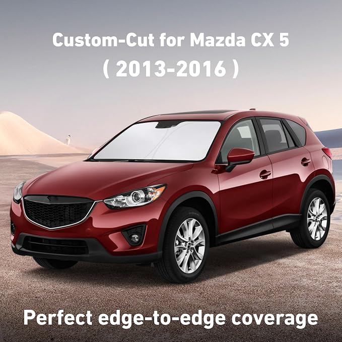 EcoNour Windshield Sunshade Compatible for Mazda CX-5 2013-2014 2015 2016, Sun Visor for Front Windshield & Window Sun Shade Cover, UV Heat Blocker & Protector, Car Accessories - Image 2