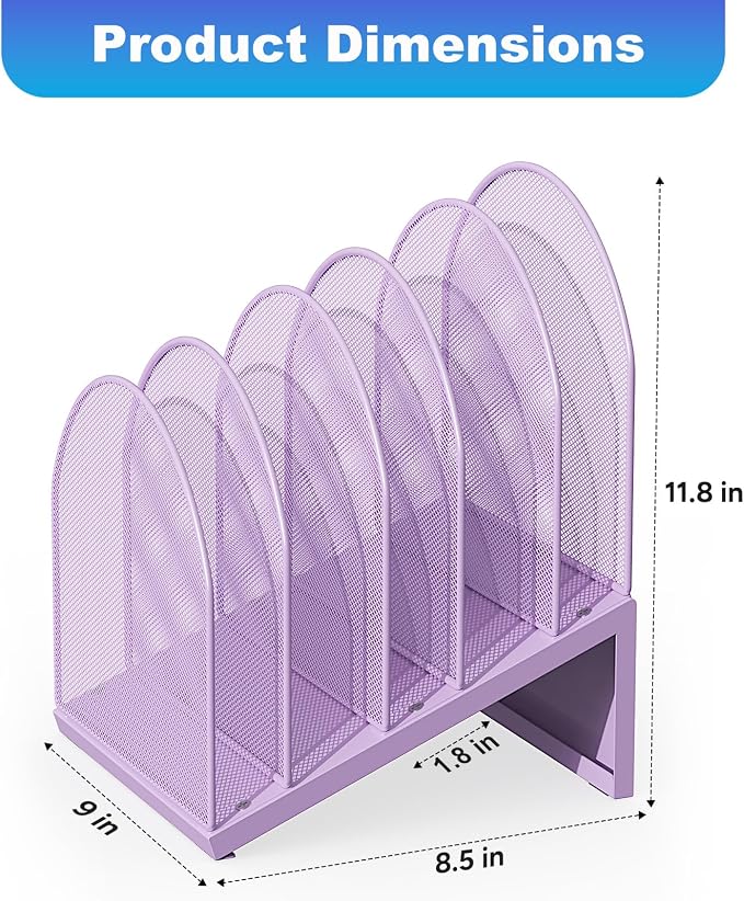 gianotter Desktop File Organizer with 5 Compartments | Desk Organizer Paper Organizer for Desk Workspace Organizers for Office Supplies (Purple, Inclined Style) - Image 4