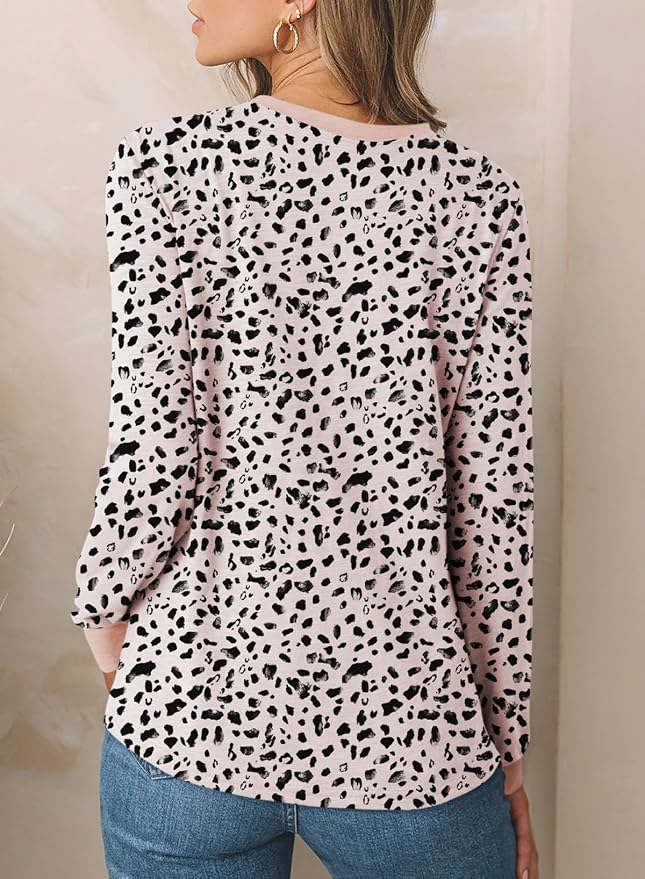 EVALESS Womens Crewneck Long Sleeve Tops Casual Polka Dots Tops Fall 2026 Tshirts Shirts - Image 4
