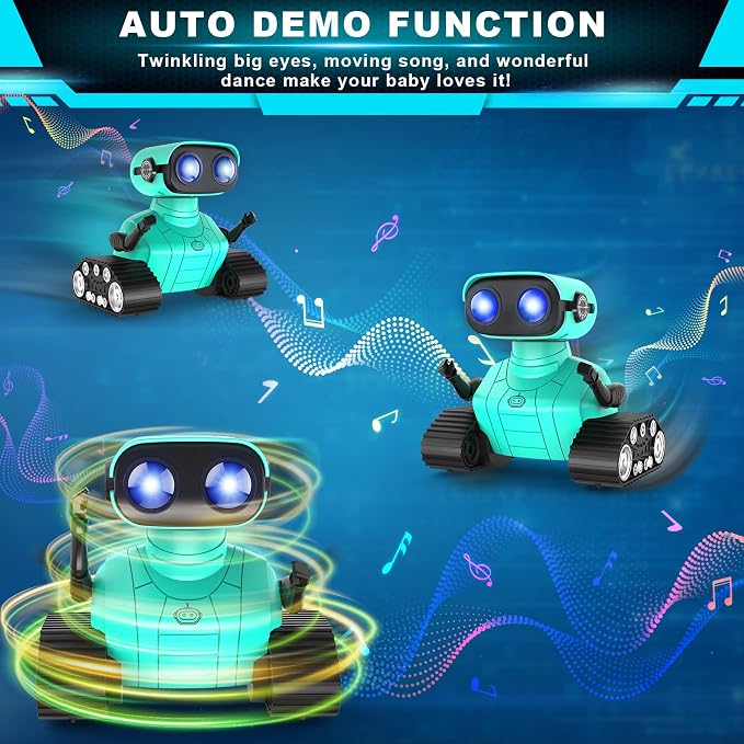 Hamourd Robot Toys - Kids Toys Rechargeable RC Robots, Remote Control Toy with Auto-Demonstration, Flexible Head & Arms, Dance Moves, Music, Shining LED Eyes, for Girls Boys - Image 3