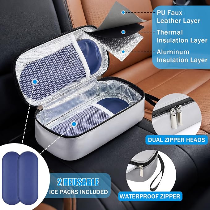 Phone Cooler Bag for Beach, Portable Phone Cooling Pouch with 2 Reusable Ice Packs, Keeps Cool in Extreme Heat for Car Pool Hiking, Extends Battery Life, Fits All Smartphones(Gray,PU) - Image 4