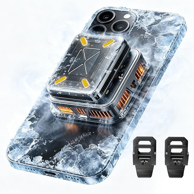 Wireless Magnetic Phone Cooler for Gaming & Streaming | Cordless Operation | Semiconductor Cooling | Digital Display | Quiet Fan | Travel & Outdoor Ready by RINLAIN