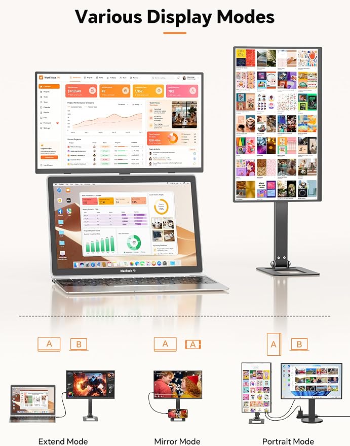 HotYeah Travel Portable Monitor with Stand, w/Magnetic Stand & Speaker | 15.6" 1080P 125% sRGB USB-C HDMI HDR External Display, 2nd Screen for Laptop MacBook Computer Phone Tablet Switch PS5 Xbox - Image 6